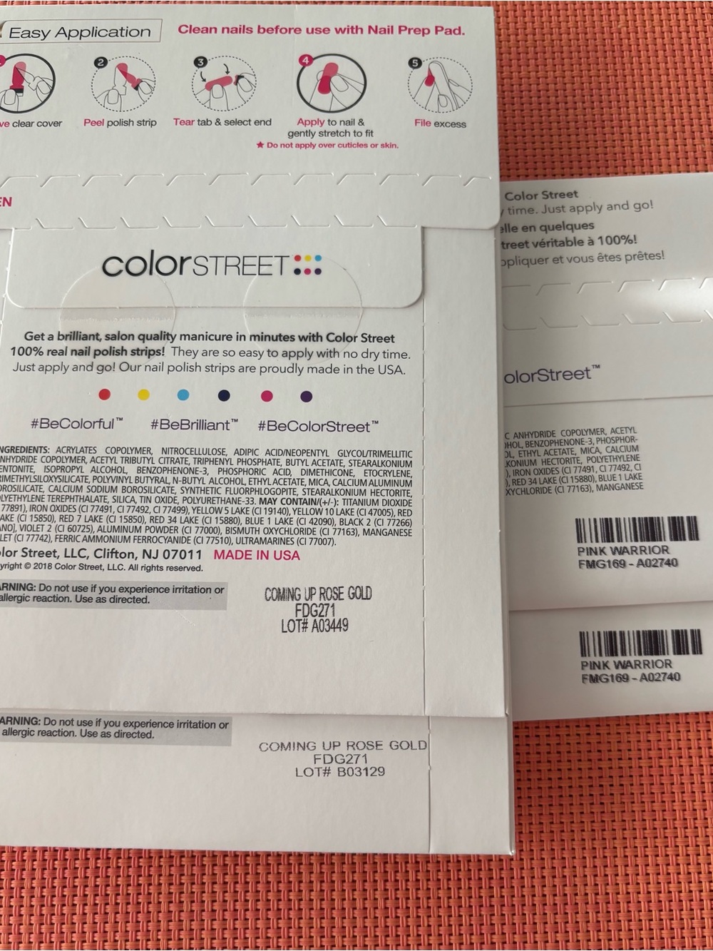 COLOR STREET Polish Strips - 2 sets each of âPINK WARRIORâ+âCOMING UP ROSE GOLDâ - Picture 6 of 6